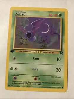 Pokemon TCG Zubat 70/82 Team Rocket Regular 1st Edition Card - Image 1