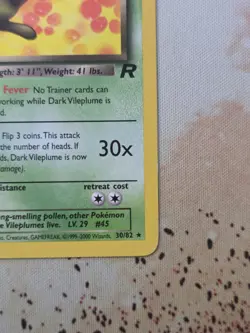 Dark Vileplume 30/82 Pokemon Team Rocket Non Holo WOTC TCG NM - Image 4