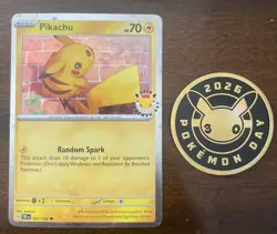 Pikachu 051 /162 Stamped 2026 Pokemon Day 30 Promo TCG With Coin - Image 1