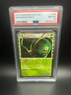 Pokemon Meganium Prime Holo 109/123 Heart Gold & Soul Silver English PSA 8 NM - Image 1