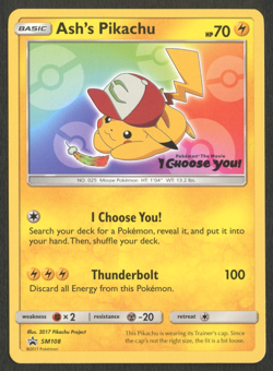 Pokemon TCG: Ash's Pikachu SM108 I Choose You Black Star Promo - Image 1