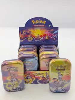 Lot (10) Pokemon Kanto Power Sealed Mini Tins w/ Display Box - Image 1
