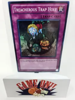YuGiOh Treacherous Trap Hole TU03-EN005 Turbo Pack Unlimited Super Rare LP - Image 1