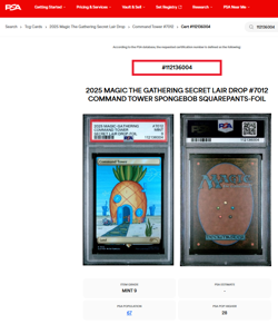 2025 MTG Magic The Gathering Secret Lair Spongebob Foil Command Tower PSA 9 Mint - Image 3