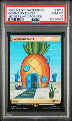 2025 MTG SECRET LAIR X SPONGEBOB SQUAREPANTS COMMAND TOWER FOIL PSA 10 GEM MINT - Image 1
