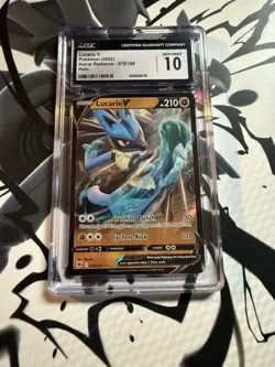 Lucario V Pokemon 078/189 English 2022 Astral Radiance Holo CGC GEM MINT 10 - Image 1