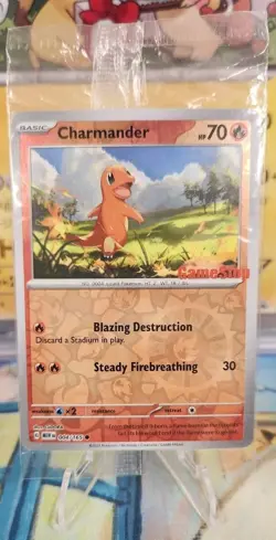 Pokemon TCG Charmander GameStop Exclusive Reverse Holo Promo Card 004/165 Sealed - Image 1