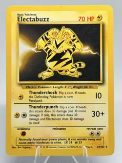Pokemon TCG Electabuzz 20/102 Base Set Unlimited Rare WOTC Vintage Card LP/NM - Image 1