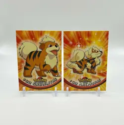 Pokemon Card - Growlithe, Arcanine - Topps - Blue Logo - 2 Card Set - Image 1