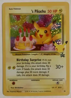 Celebrations Birthday Pikachu #24 Pokemon TCG 25th Anniversary- NM #759 - Image 1
