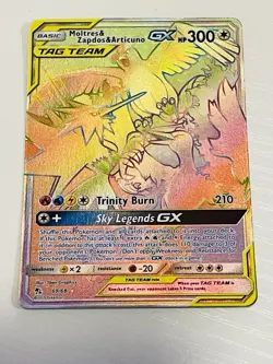 Pokemon TCG Moltres Zapdos Articuno Tag Team GX Hidden Fates 69/68 Rainbow - Image 1