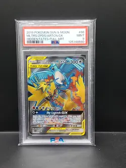 Pokemon TCG Moltres Zapdos Articuno GX Full Art Card 66/68 Hidden Fates Psa 9 - Image 1