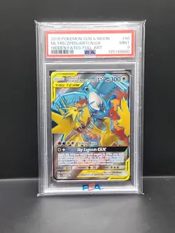 Pokemon TCG Moltres Zapdos Articuno GX Full Art Card 66/68 Hidden Fates Psa 9 - Image 3