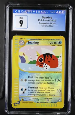 CGC 9 Seaking 59/147 2003 Aquapolis Reverse Holo Pokemon Card - Image 1