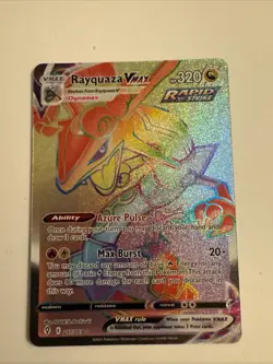 Pokemon TCG Evolving Skies Rayquaza VMAX Rainbow Secret Rare Card 217/203 - Image 1