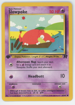 Slowpoke 67/82 1st Edition NM LP MP HP Common Team Rocket Pokemon Card 2000 WOTC - Image 1