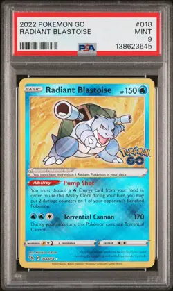 2022 POKEMON GO #018 RADIANT BLASTOISE PSA 9 - Image 1