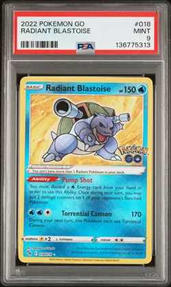 2022 POKEMON GO #018 RADIANT BLASTOISE PSA 9 - Image 1