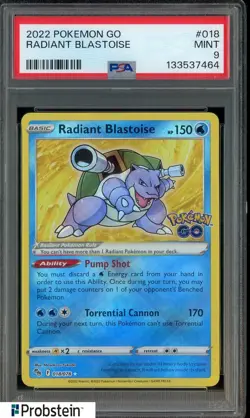 2022 Pokemon Go #018 Radiant Blastoise PSA 9 MINT - Image 1