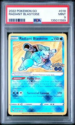 2022 POKEMON GO #018 RADIANT BLASTOISE PSA 9 - Image 1