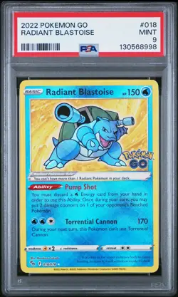 2022 POKEMON GO #018 RADIANT BLASTOISE PSA 9 - Image 1