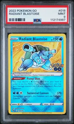 2022 Pokemon Go Radiant Blastoise #018 PSA 9 Mint - Image 1
