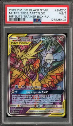 Pokemon Moltres & Zapdos & Articuno GX Hidden Fates ETB FA Promo SM210 PSA 9 - Image 1
