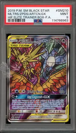 Pokemon Moltres & Zapdos & Articuno GX Hidden Fates ETB FA Promo SM210 PSA 9 - Image 1
