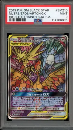 Pokemon Moltres & Zapdos & Articuno GX Hidden Fates ETB FA Promo SM210 PSA 9 - Image 1