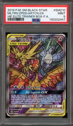 Pokemon Moltres & Zapdos & Articuno GX Hidden Fates ETB FA Promo SM210 PSA 9 - Image 1