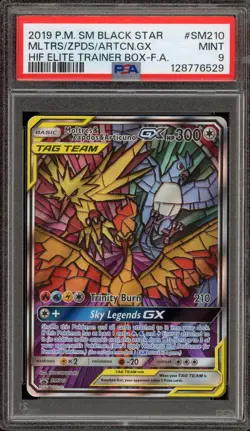 Pokemon Moltres & Zapdos & Articuno GX Hidden Fates ETB FA Promo SM210 PSA 9 - Image 1