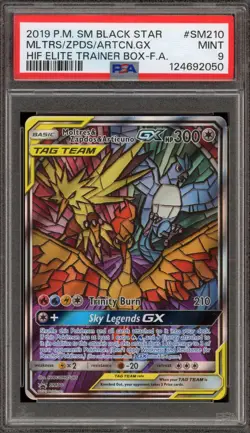 Pokemon Moltres & Zapdos & Articuno GX Hidden Fates ETB FA Promo SM210 PSA 9 - Image 1