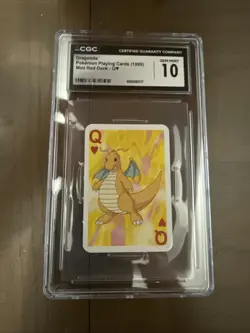 Dragonite Pokemon Playing Cards (1999) Mini Red Deck Q Hearts CGC 10 Gem Mint - Image 1
