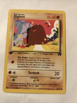 Pokemon TCG Team Rocket 1st Edition Regular Finish Diglett 52/82 Card - Image 1