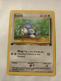 Pokemon TCG 1st Edition Team Rocket Dratini 53/82 Common WOTC Card - Image 1
