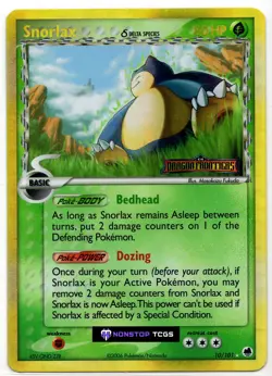 Snorlax Delta Species 10/101 Pokemon TCG Dragon Frontiers Reverse Holo Near Mint - Image 1