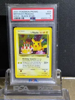 2001 POKEMON PROMO BLACK STAR 24 BIRTHDAY PIKACHU HOLO PSA 9 MINT - Image 2