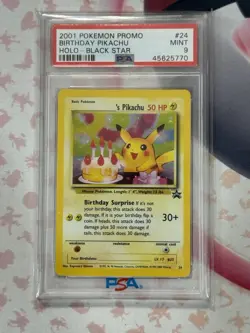 2001 POKEMON PROMO BLACK STAR 24 BIRTHDAY PIKACHU HOLO PSA 9 MINT - Image 4