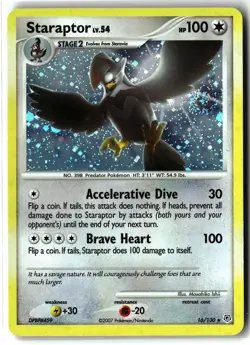 Staraptor ⭐ 16/130 Holo 🌀 Swirl 🌀 Rare Diamond & Pearl 2007 Pokemon NM/LP - Image 1