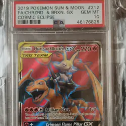 Pokemon Charizard & Braixen GX 212/236 Cosmic Eclipse PSA 10 Ultra Rare - Image 1
