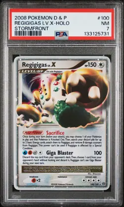 2008 POKEMON DIAMOND & PEARL STORMFRONT #100 REGIGIGAS LV.X-HOLO PSA 7 - Image 1