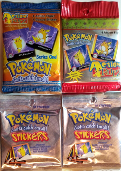 Vintage Pokemon Pack Lot of 4 Artbox Action Flipz Premier + Series 1 + Stickers - Image 1