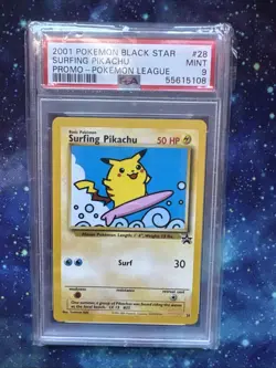 Pokemon TCG Surfing Pikachu Black Star PSA 9 MINT - Image 1