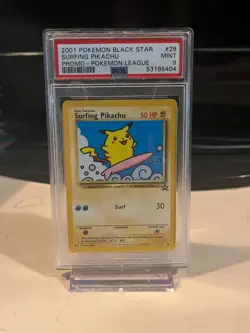 2001 Pokemon TCG Surfing Pikachu #28 Black Star Promo Graded PSA 9 MINT (WOTC) - Image 1
