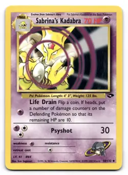 Sabrina's Kadabra LP 58/132 Unlimited Gym Challenge Pokemon TCG Regular - Image 1