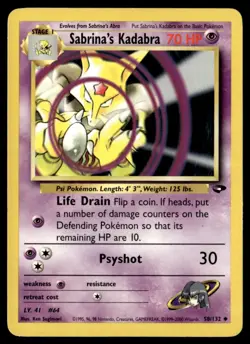 Sabrina's Kadabra Uncommon Unlimited Gym Challenge 058/132 NM Pokemon TCG - Image 1