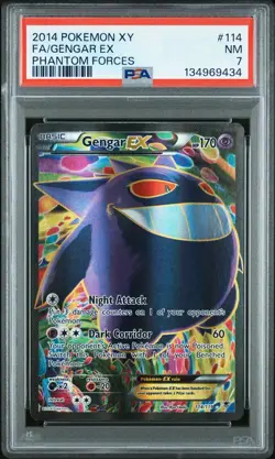 Pokemon Gengar EX Full Art Holo Card 114/119 2014 XY Phantom Forces PSA 7 - Image 1