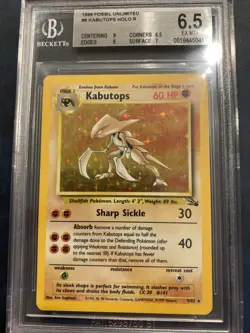 1999 POKEMON FOSSIL #9 KABUTOPS-HOLO Beckett 6.5 - Image 2