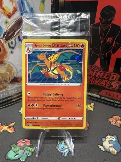 Pokemon TCG Special Delivery Charizard Holo SWSH075 Sealed Promo Card - Image 1