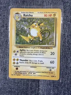 Pokemon TCG 1999 Base Set Raichu Holo Card 14/102 Classic Holographic - Image 1